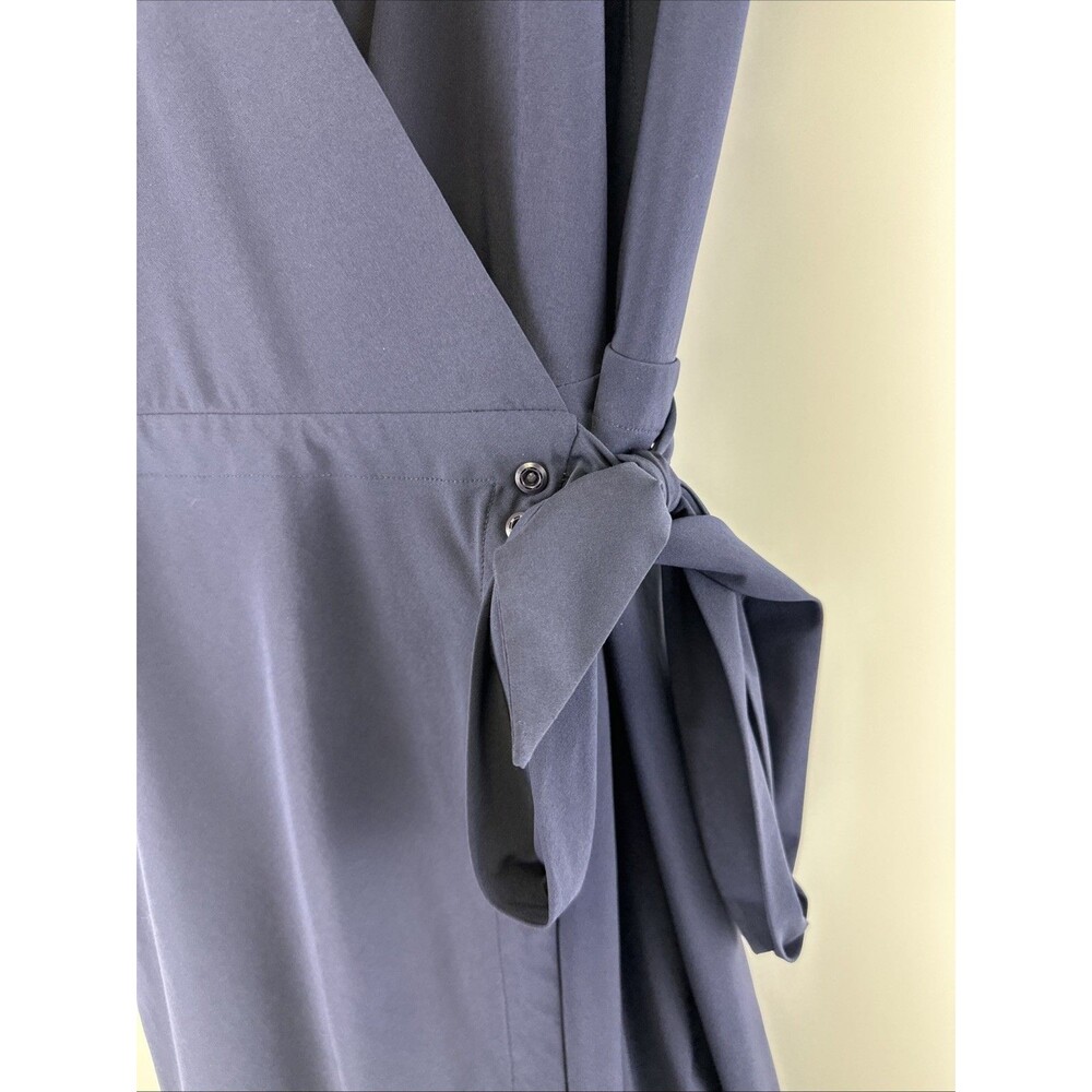 The Kosan Go Travel Wrap Dress Navy Short Sleeves Zip Pocket Adjustable Women XL - Picture 4 of 16